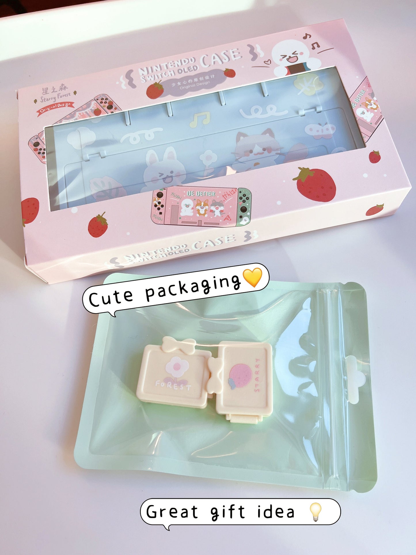 Cat panda cute Switch Oled case with game card storage boxes