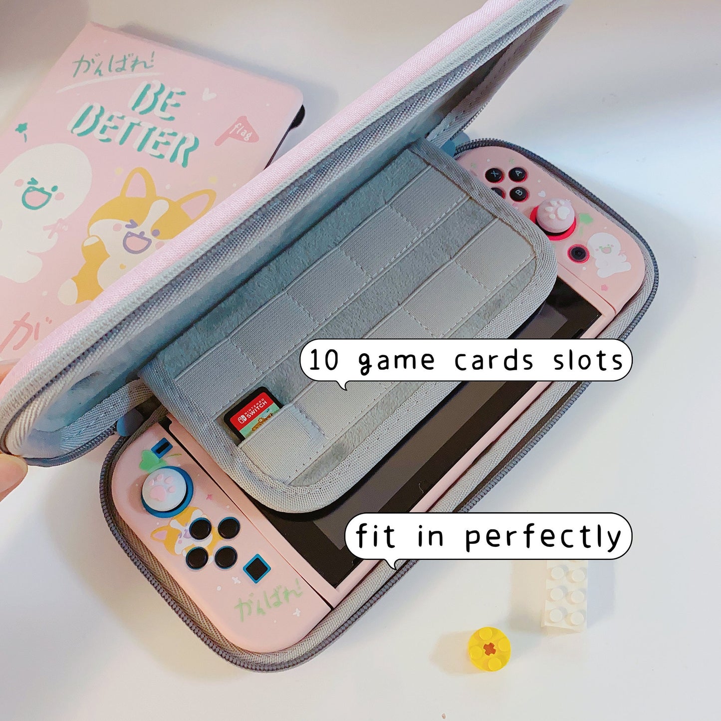 Pink Corgi Carrying Case for Nintendo Switch, Switch OLED and Lite