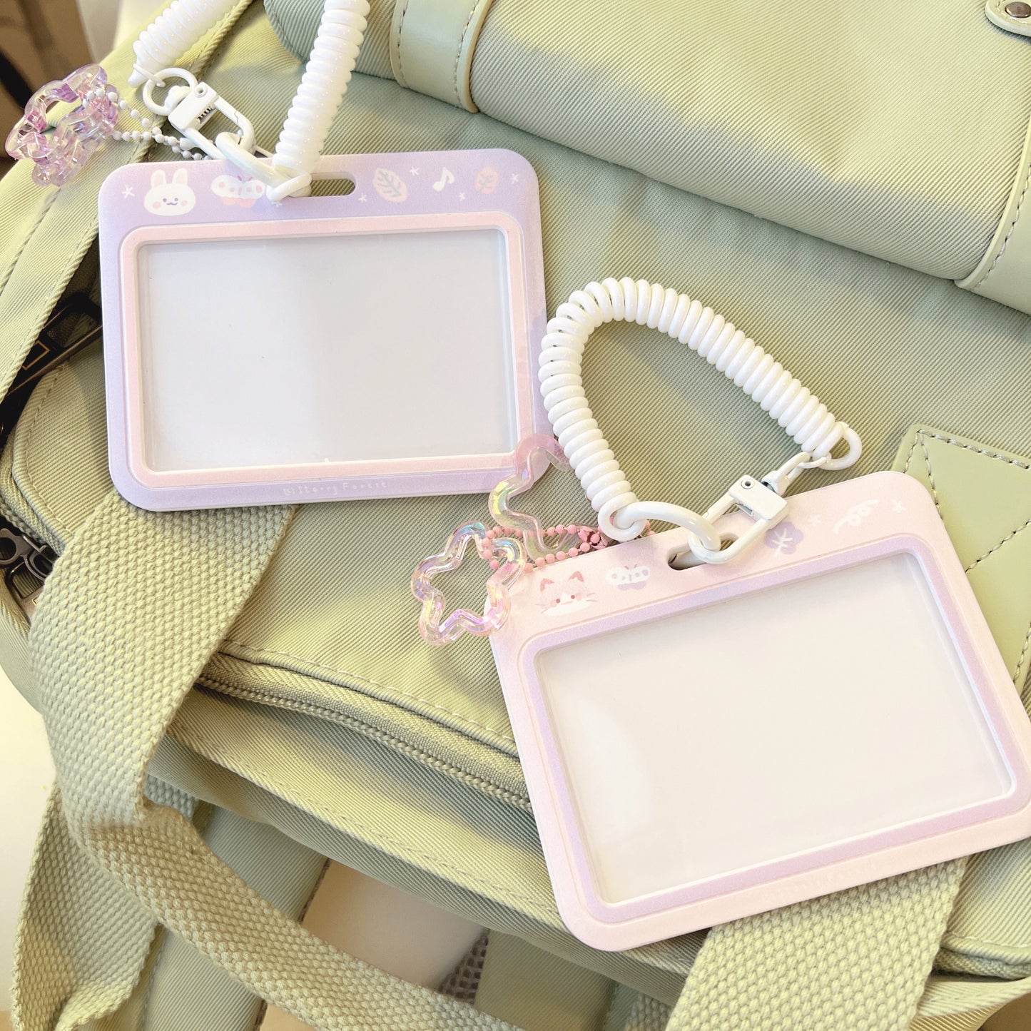 Rabbit Cat Prints ID Badge Holder with Lanyard