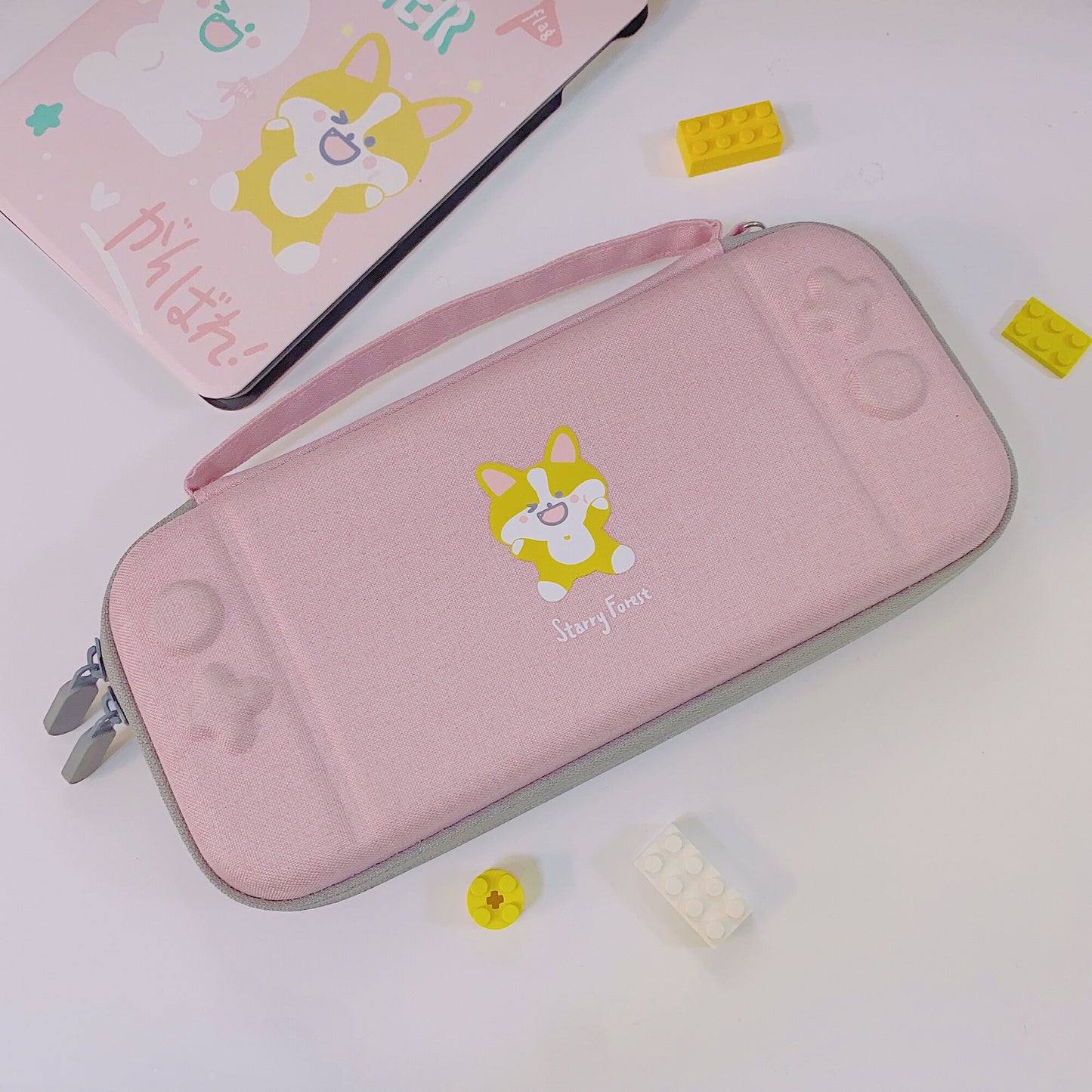 Pink Corgi Carrying Case for Nintendo Switch, Switch OLED and Lite