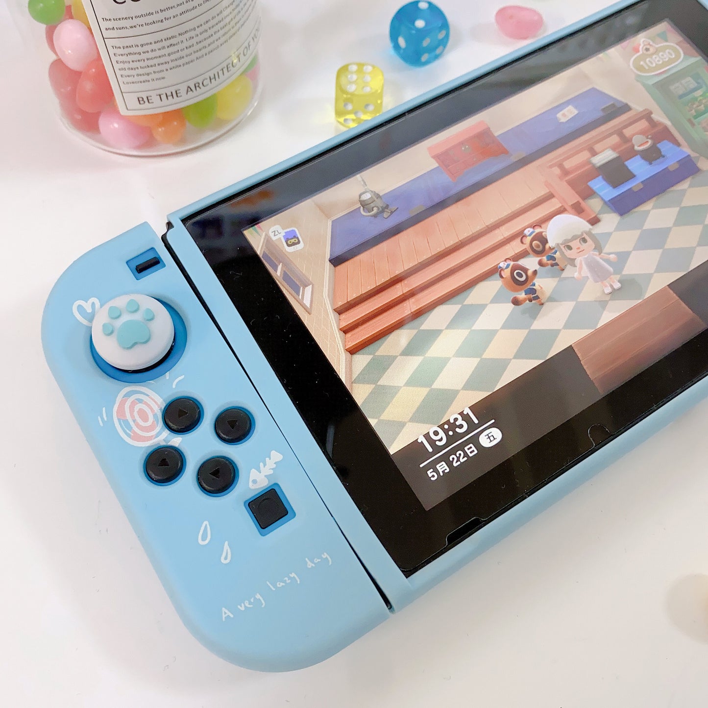 Breezy White Cat Blue Case for Nintendo Switch, Switch2, Switch OLED and Switch Lite