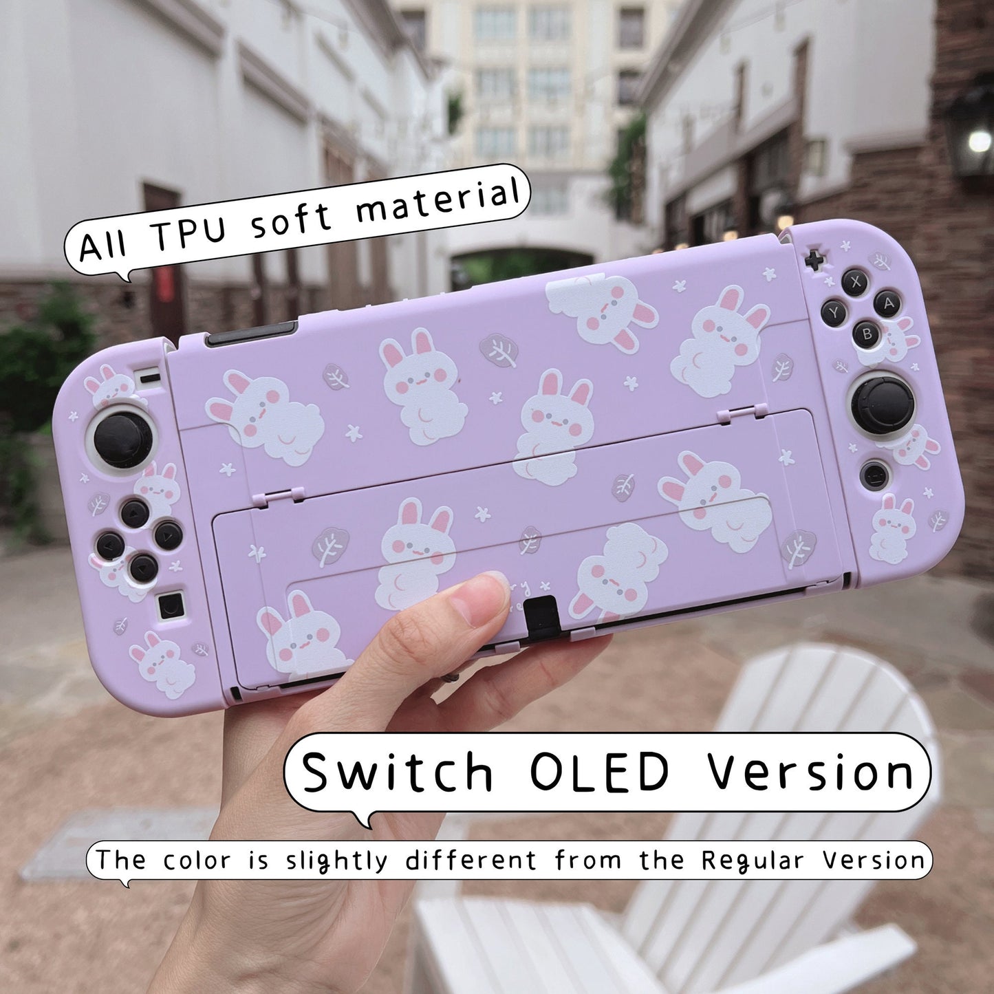 Cat Bunny Print Case for Nintendo Switch 2, Switch and Switch Oled