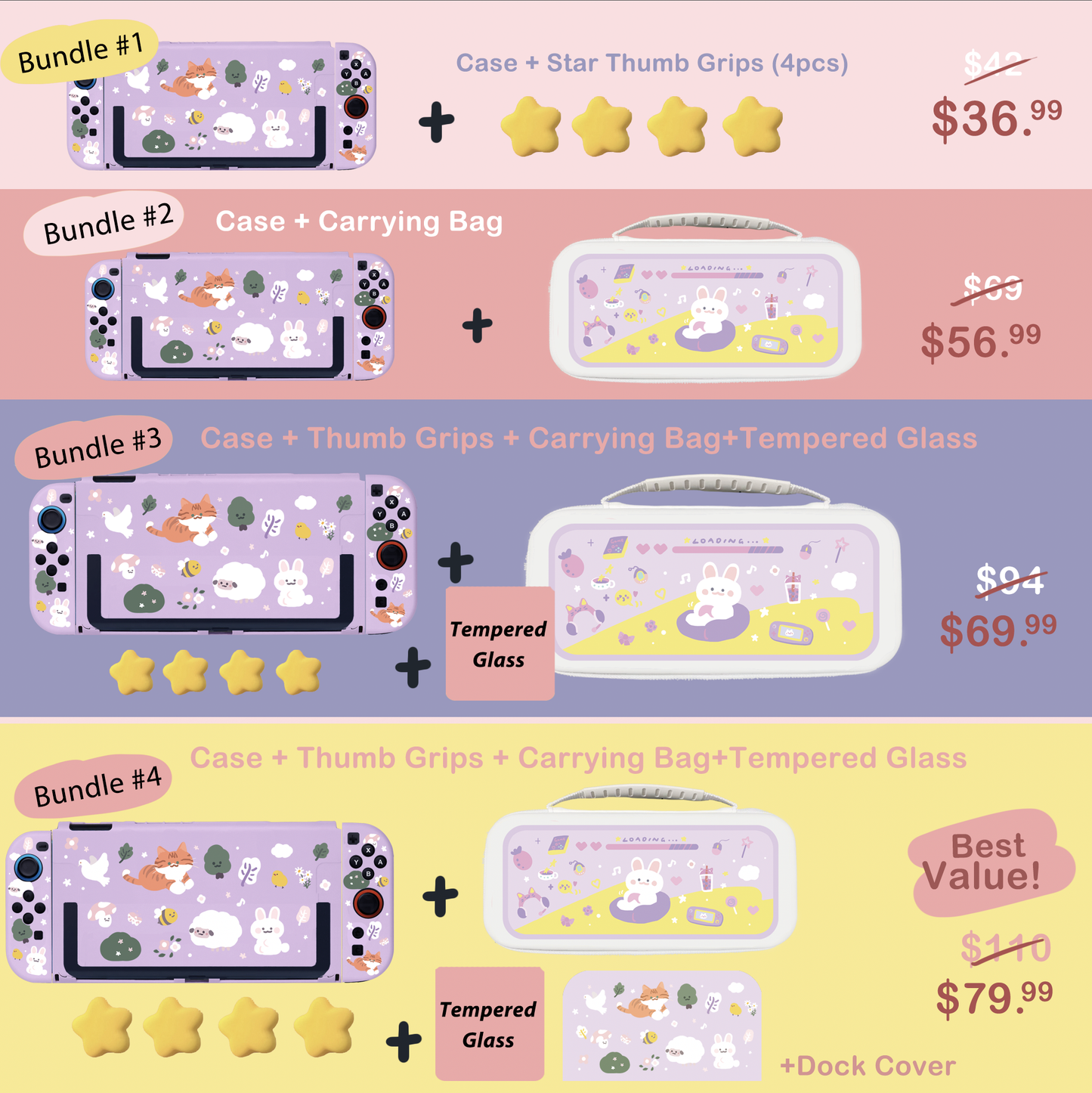 Whiskers & Blooms Case for Nintendo Switch 2, Switch, Switch Oled and Lite