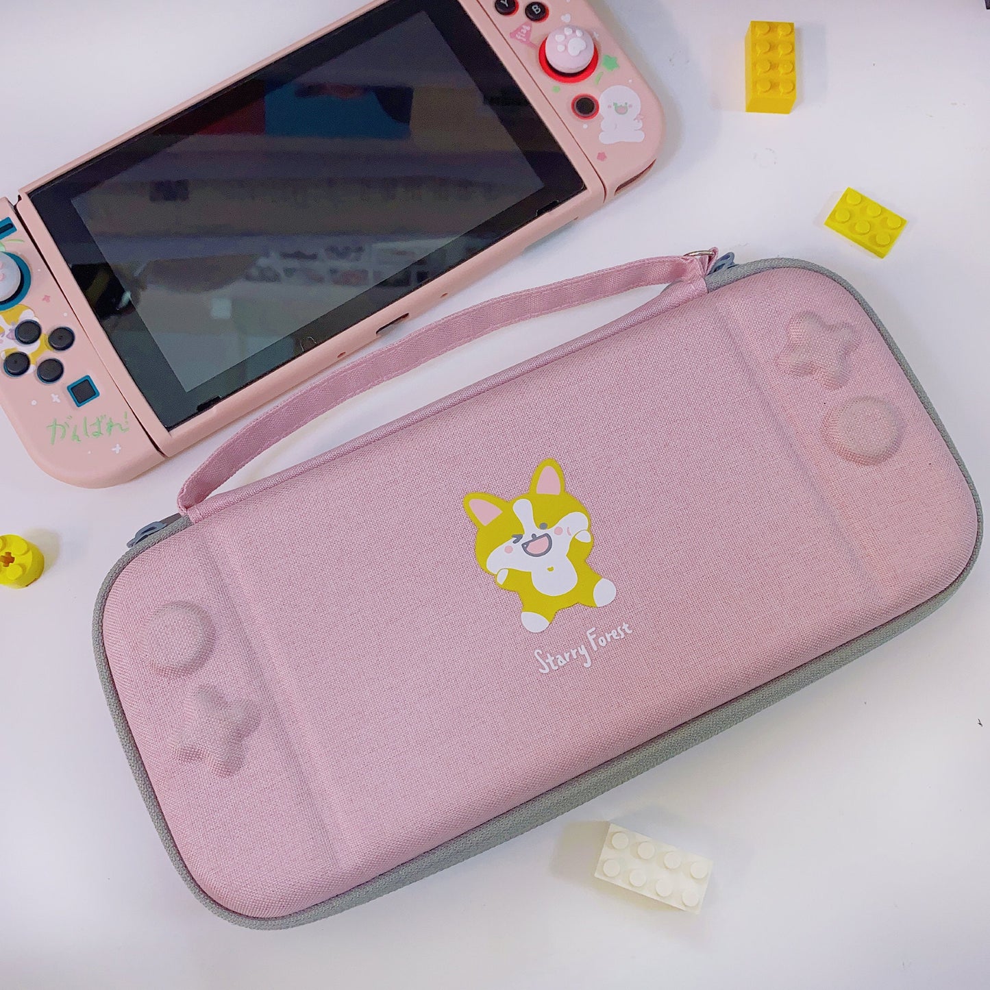 Pink Corgi Carrying Case for Nintendo Switch, Switch OLED and Lite