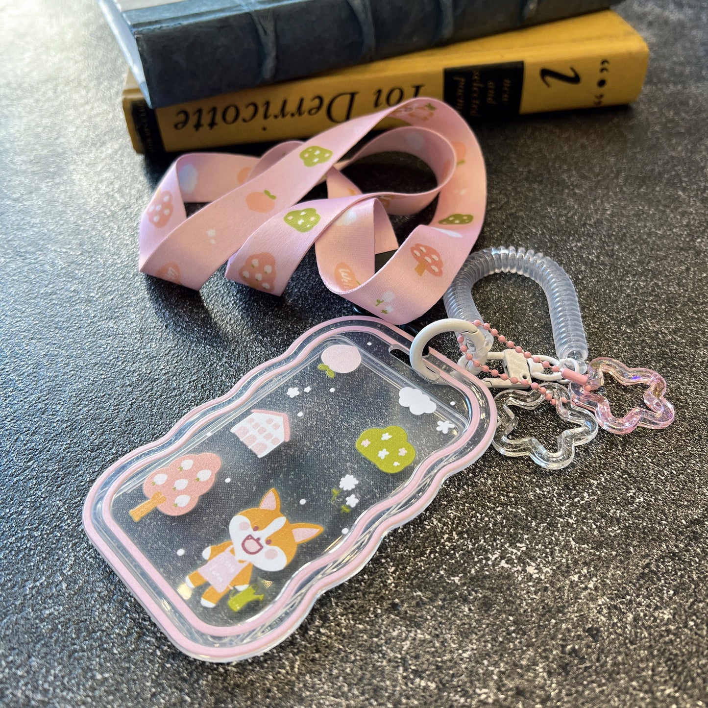 Corgi Farm Clear ID Badge Holder with Lanyard