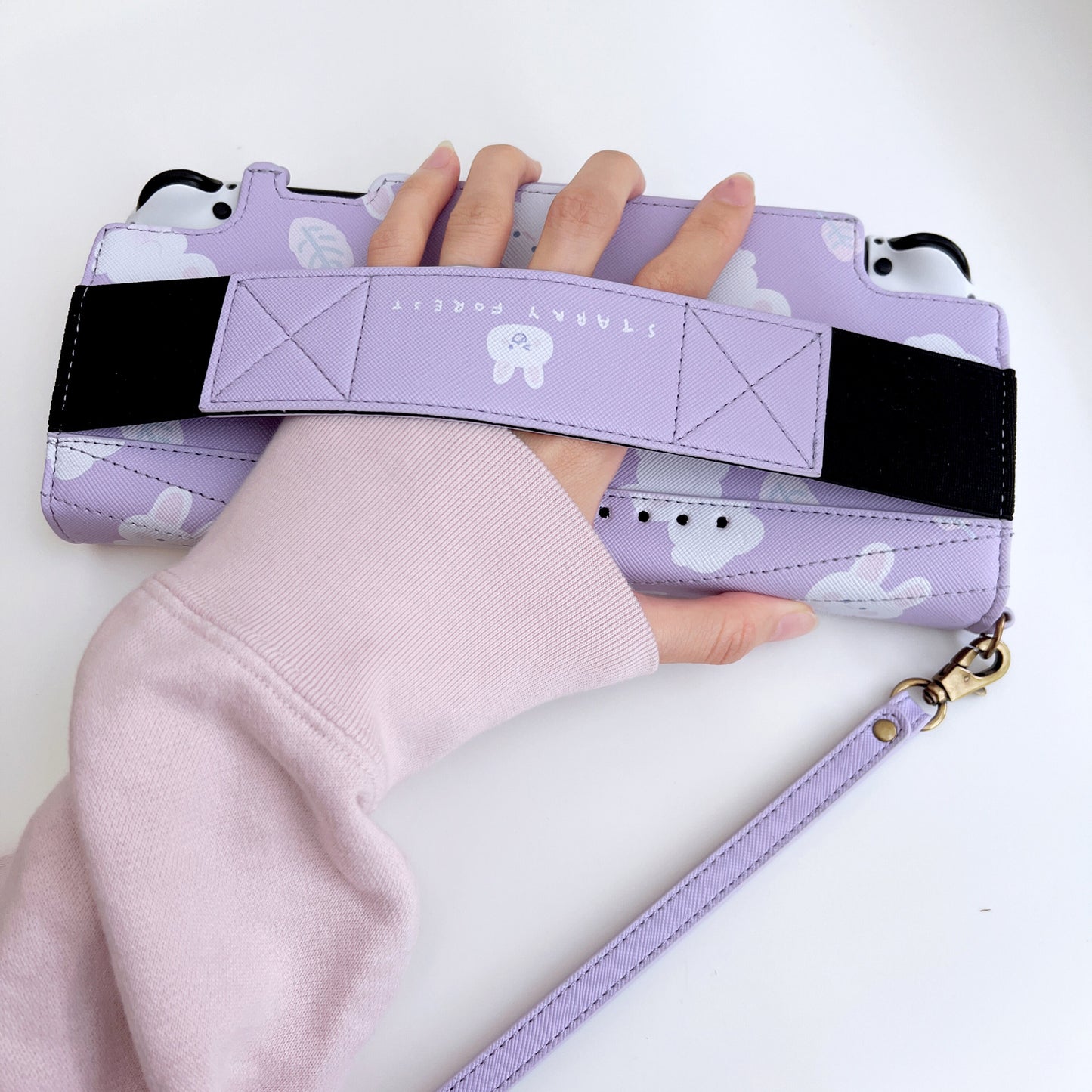 Rabbit Cat Print Leather Case for Nintendo Switch OLED