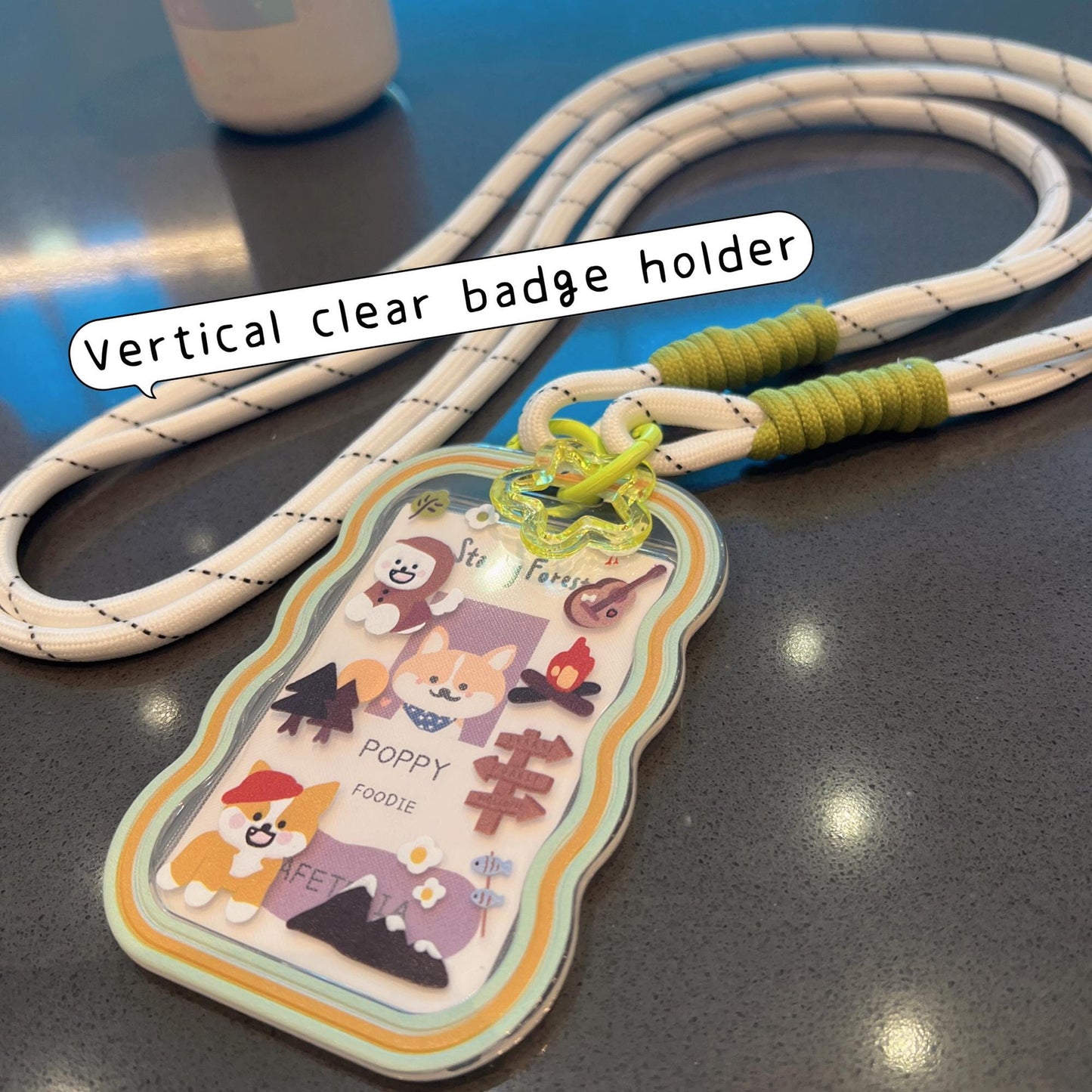 Camping Dogs ID Badge Holder with Lanyard