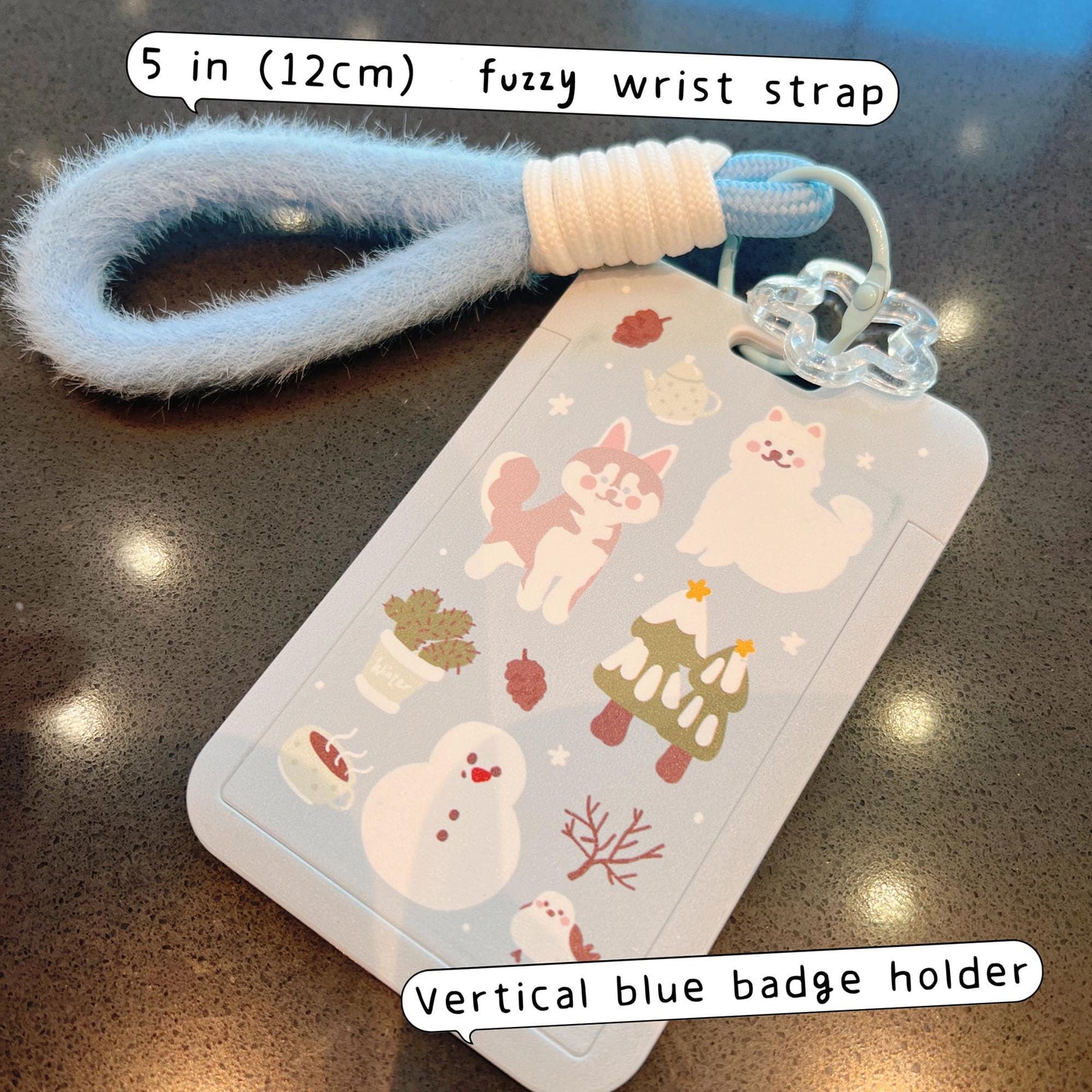 Winter Sled Dogs ID Badge Holder with Lanyard