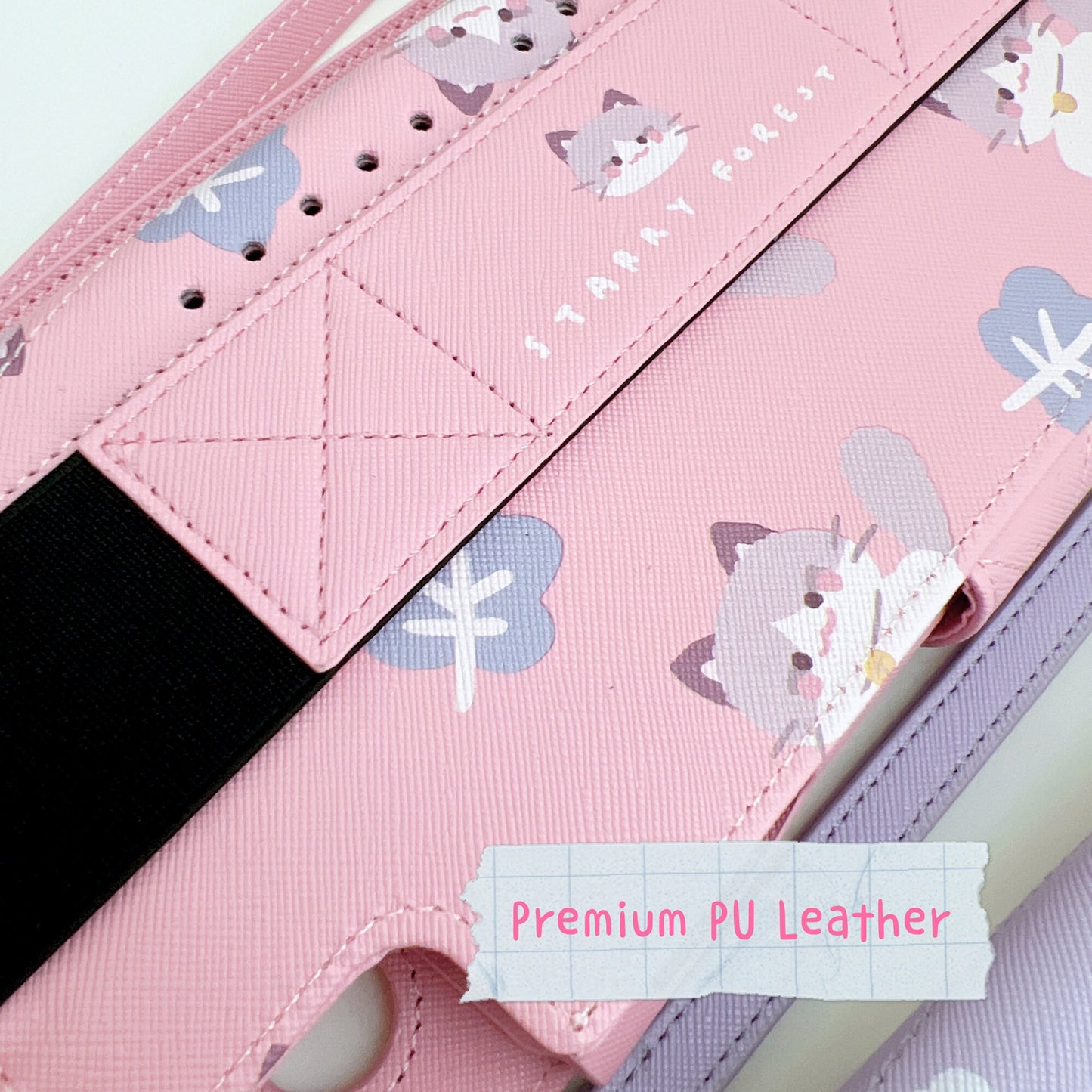 Rabbit Cat Print Leather Case for Nintendo Switch OLED