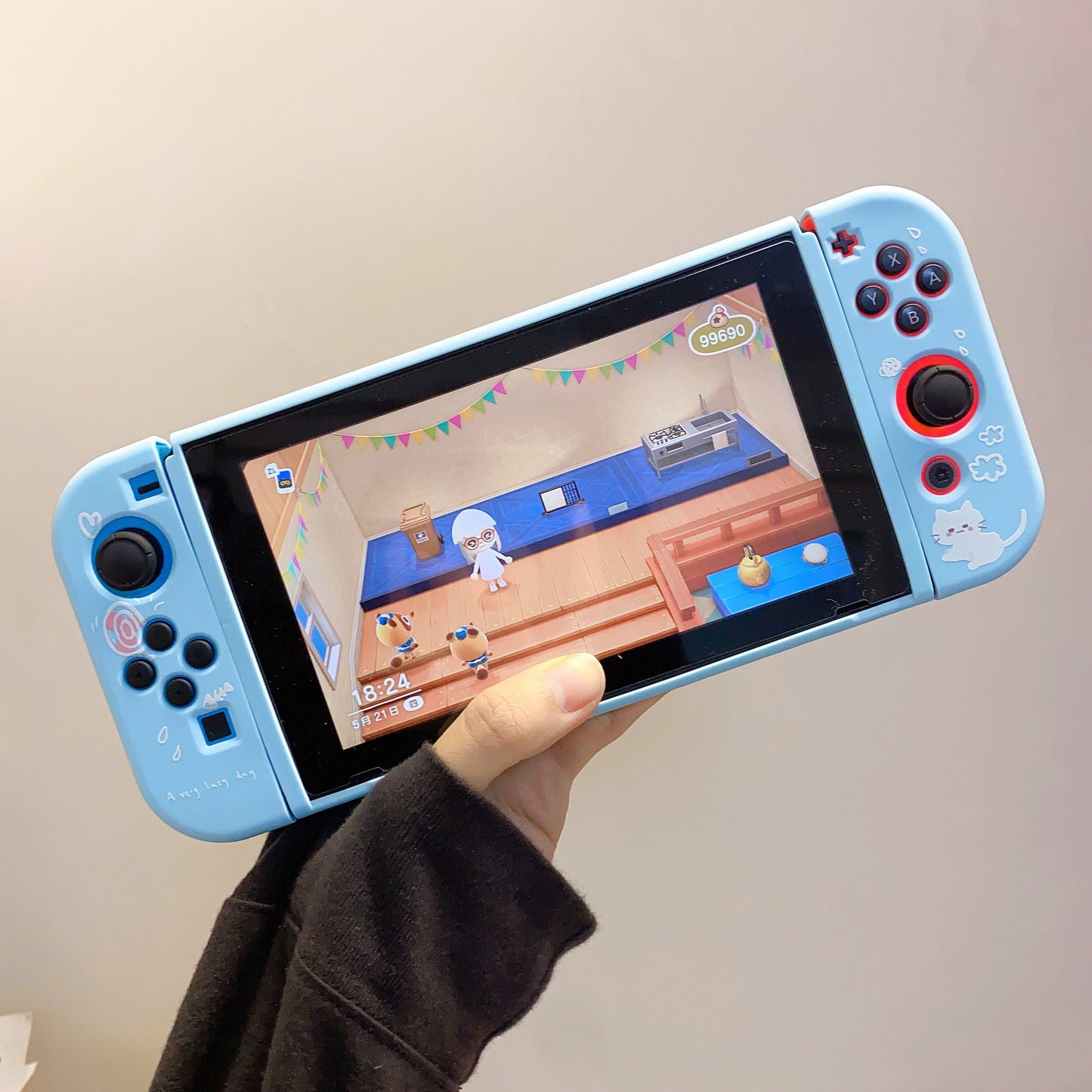Breezy White Cat Blue Case for Nintendo Switch, Switch2, Switch OLED and Switch Lite