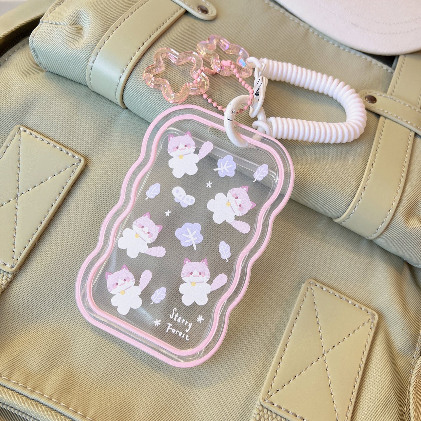 Rabbit Cat Prints ID Badge Holder with Lanyard