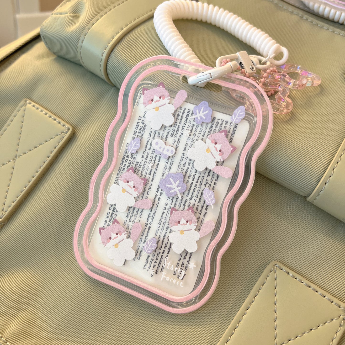 Rabbit Cat Prints ID Badge Holder with Lanyard