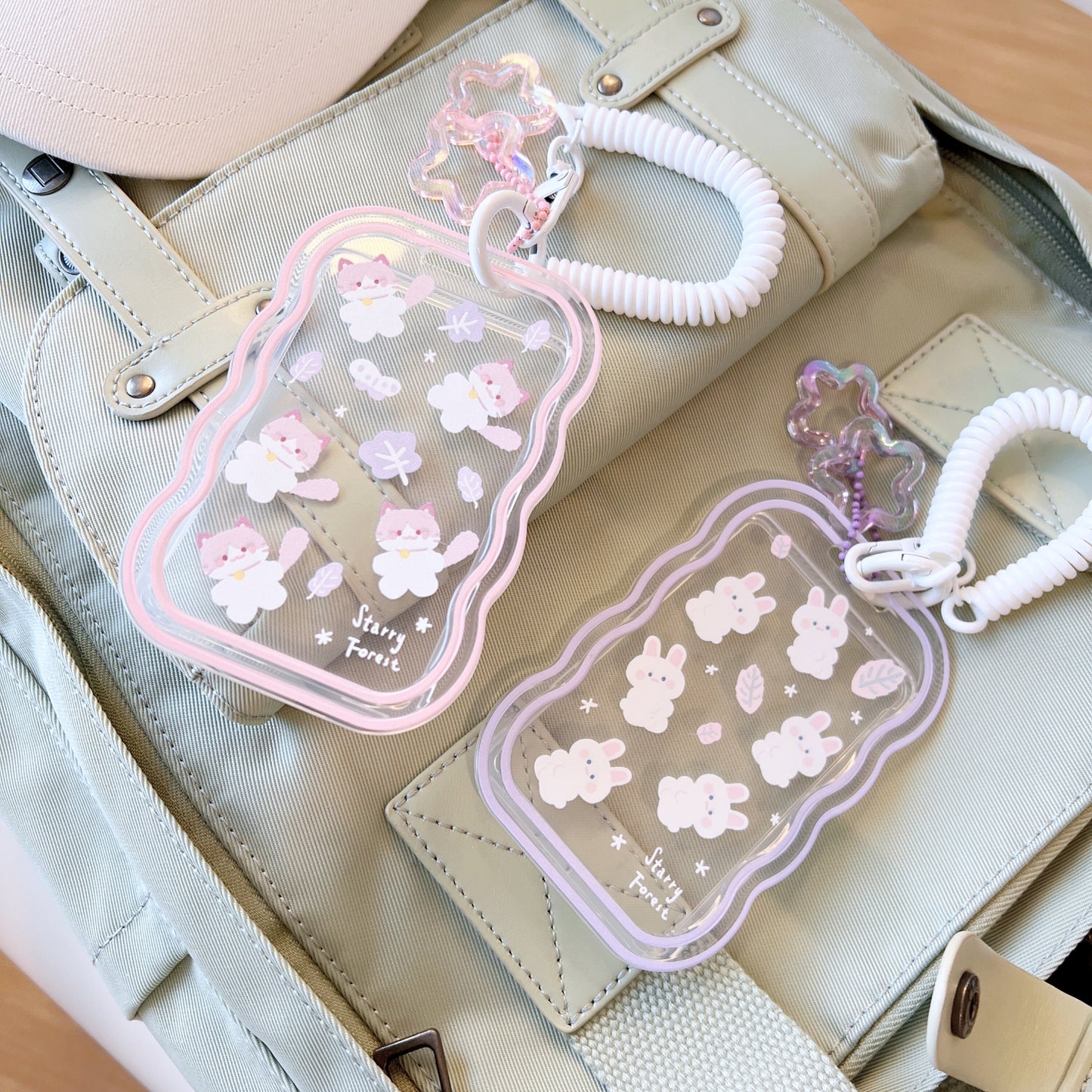 Rabbit Cat Prints ID Badge Holder with Lanyard
