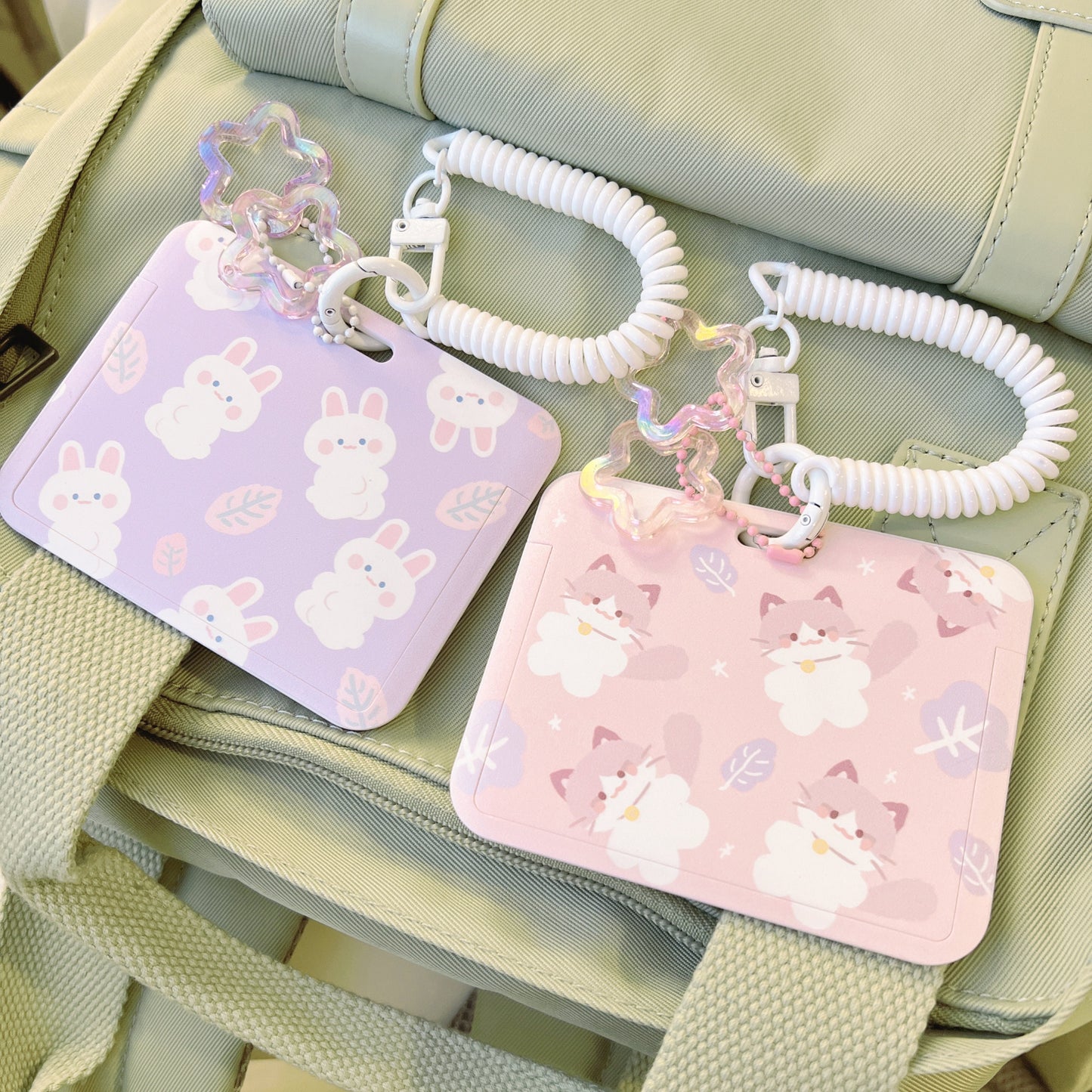 Rabbit Cat Prints ID Badge Holder with Lanyard
