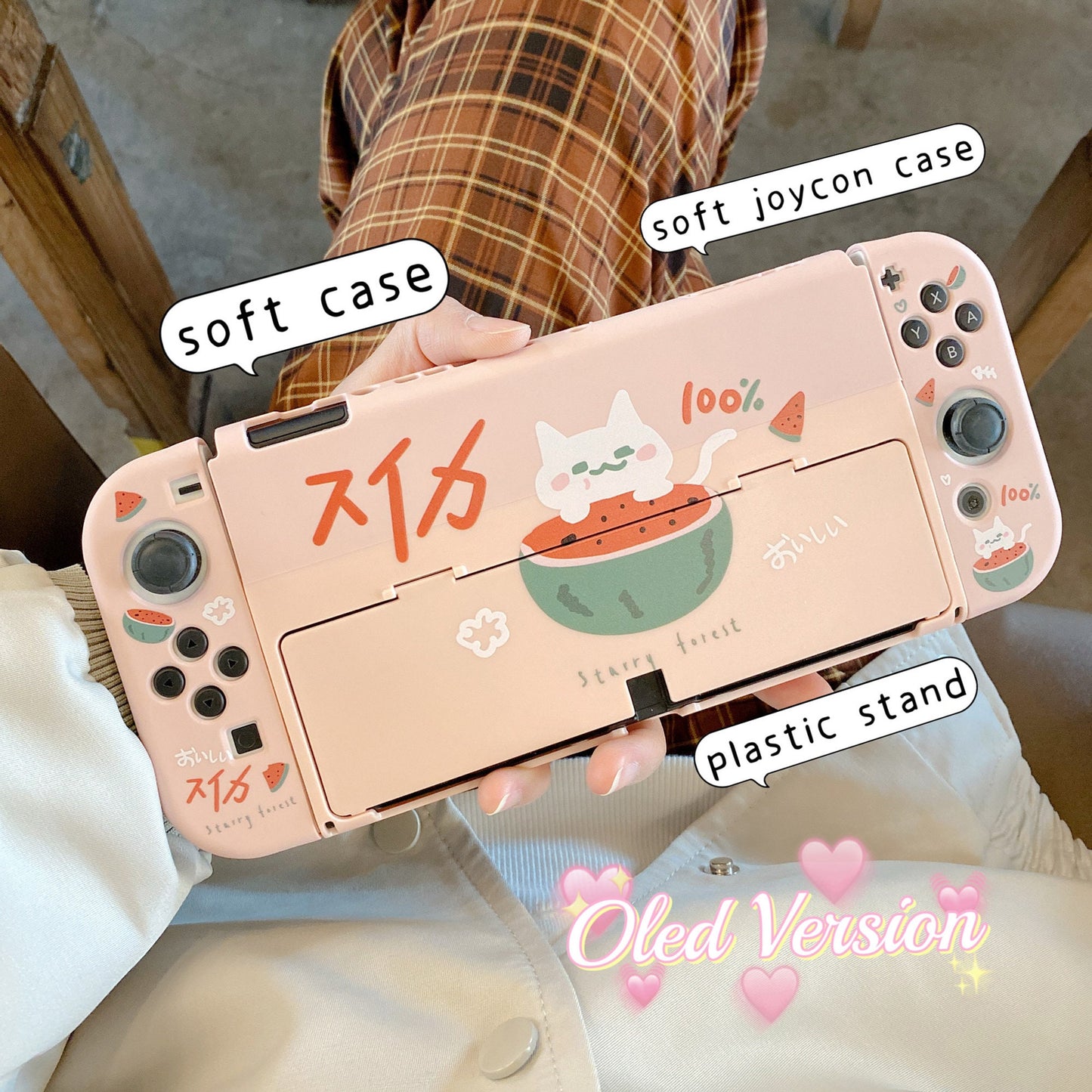 Watermelon Cat Case for Nintendo Switch, Switch Oled and Switch Lite