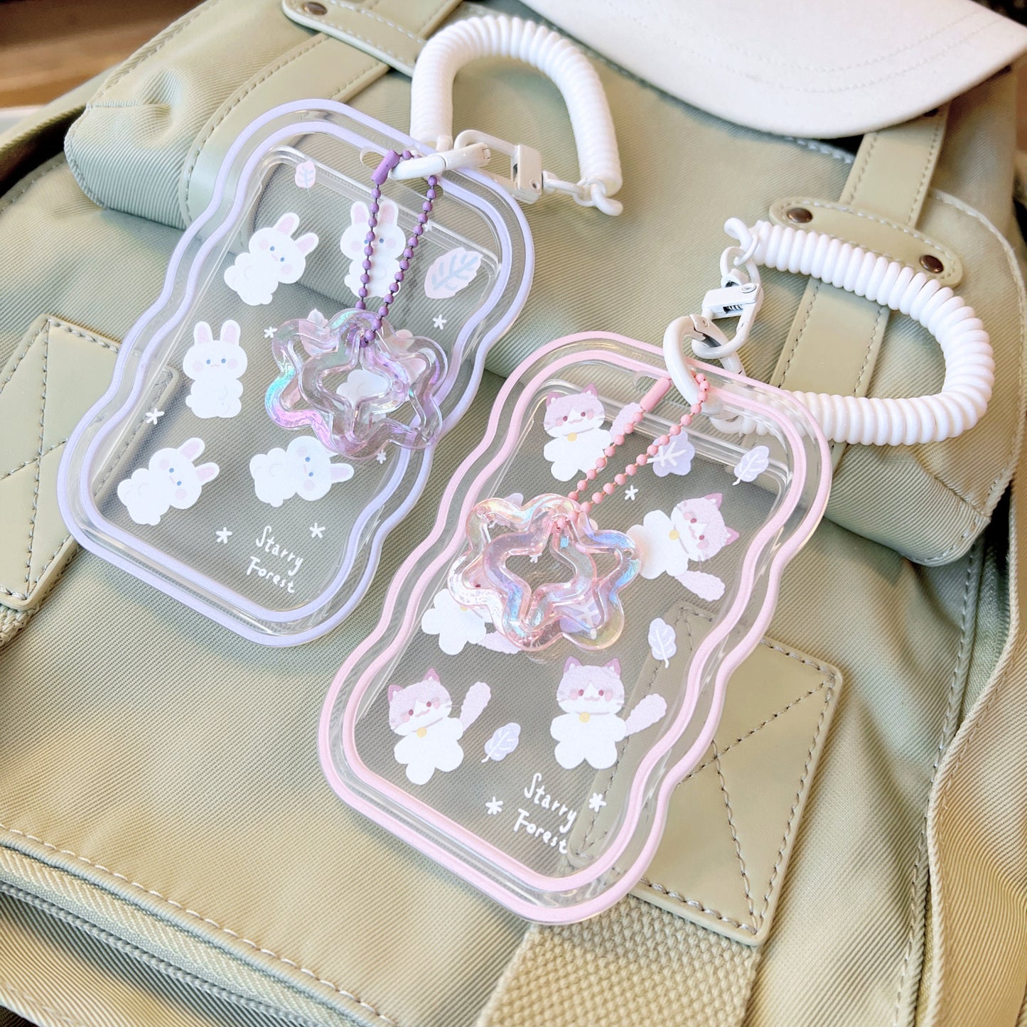 Rabbit Cat Prints ID Badge Holder with Lanyard