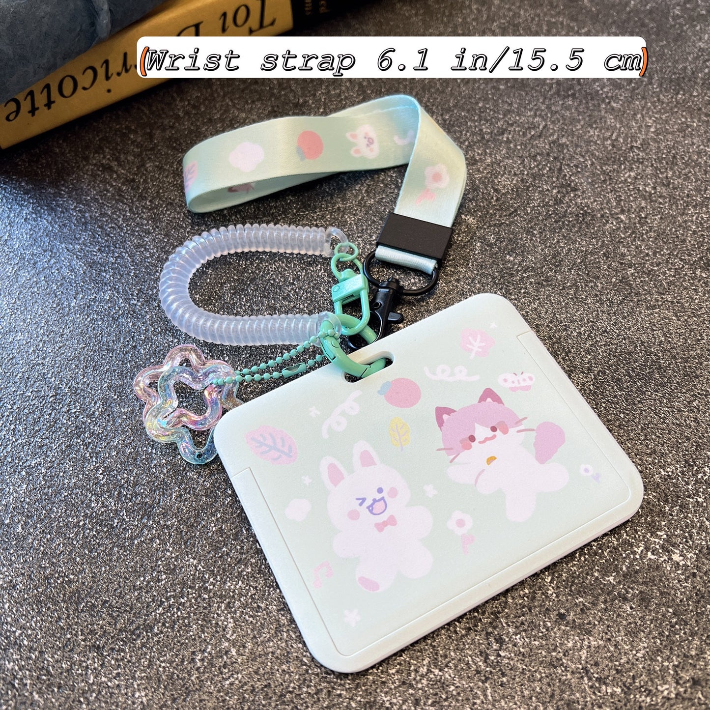 Mint Rabbit Cat ID Badge Holder with Lanyard