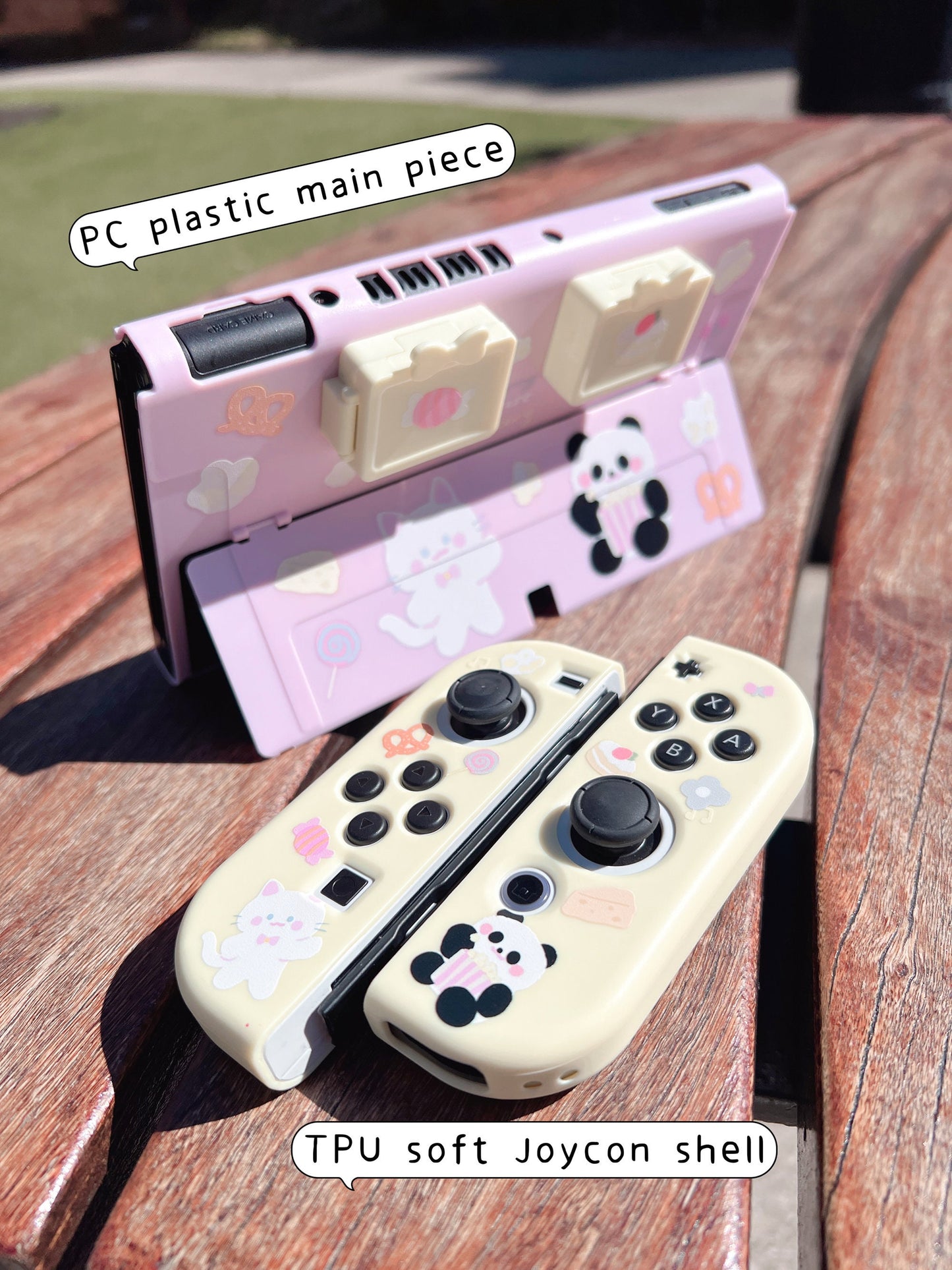 Cat panda cute Switch Oled case with game card storage boxes