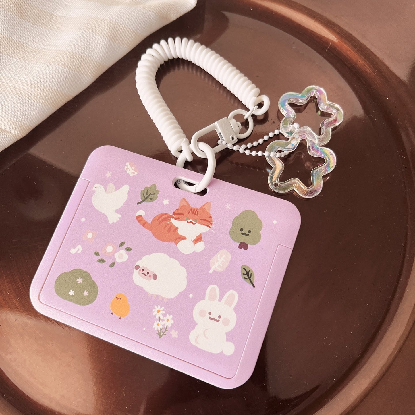 Orange Cat Sheep ID Badge Holder with Lanyard
