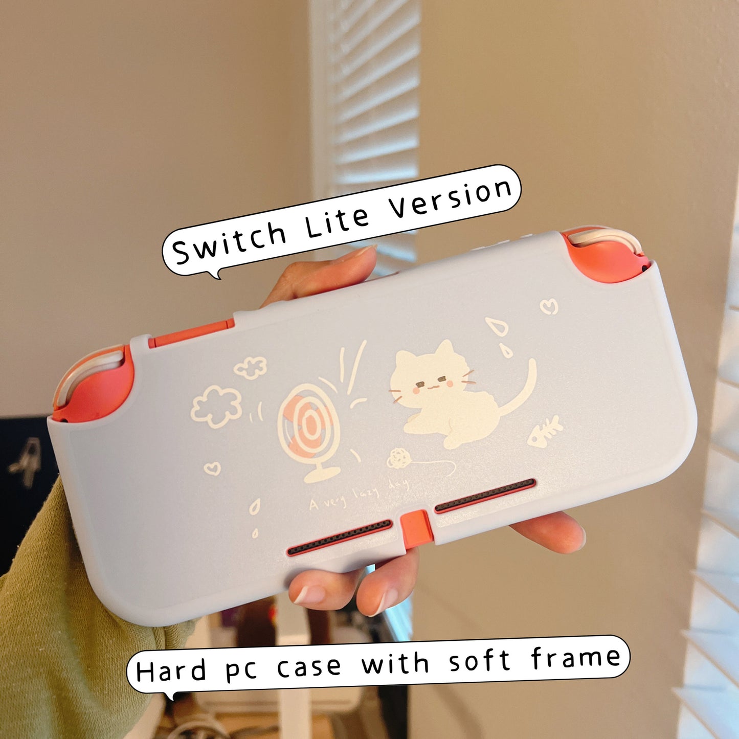 Breezy White Cat Blue Case for Nintendo Switch, Switch2, Switch OLED and Switch Lite