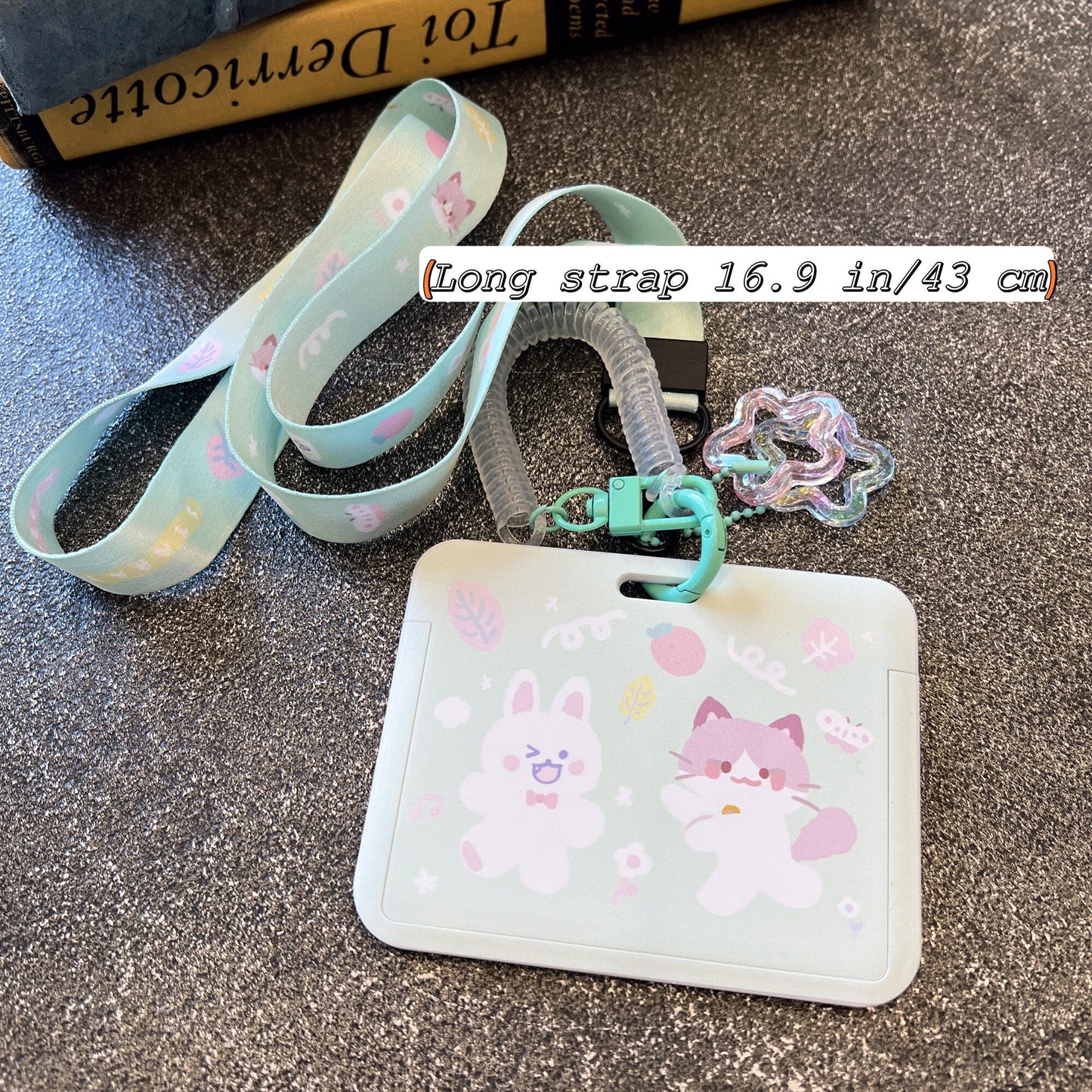Mint Rabbit Cat ID Badge Holder with Lanyard
