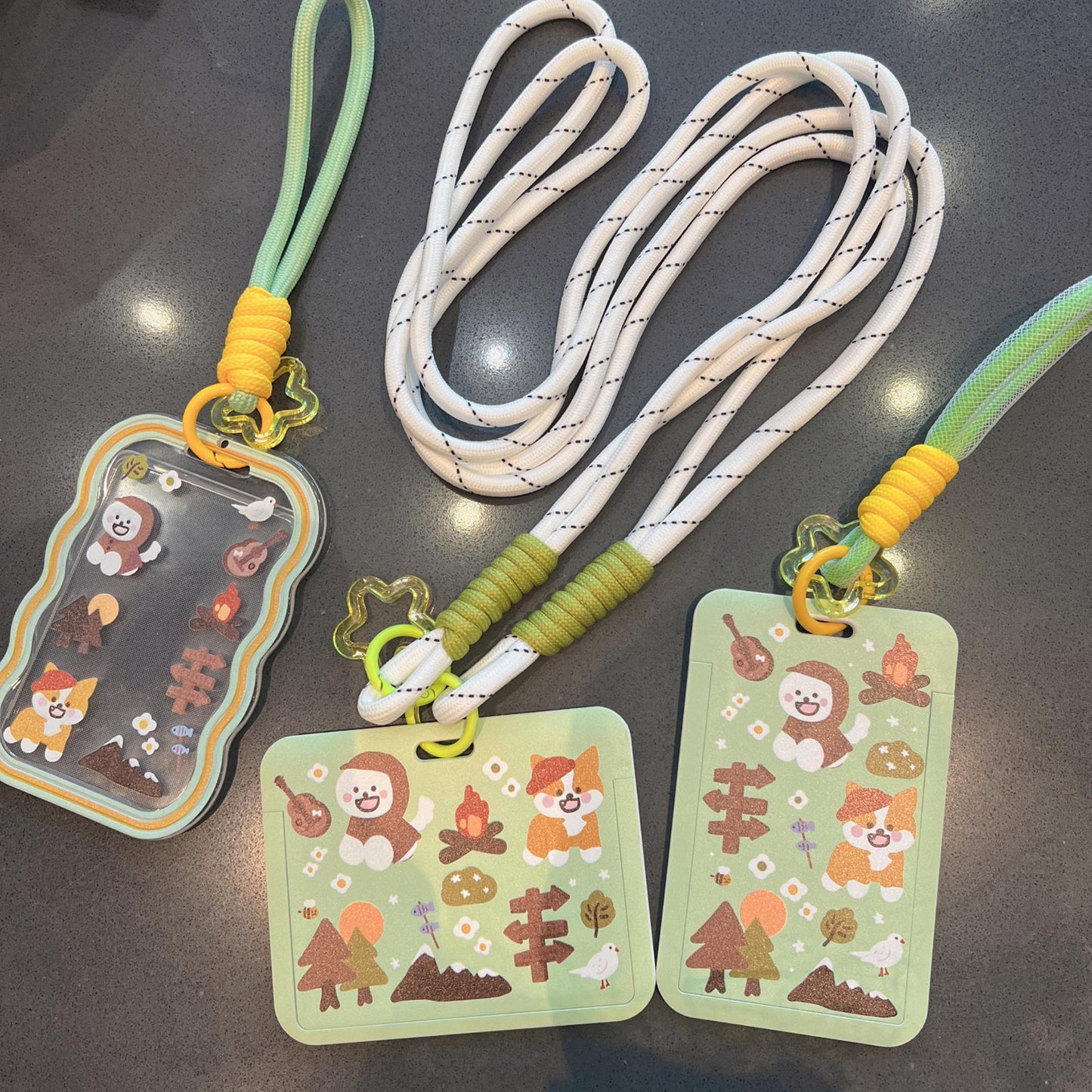 Camping Dogs ID Badge Holder with Lanyard