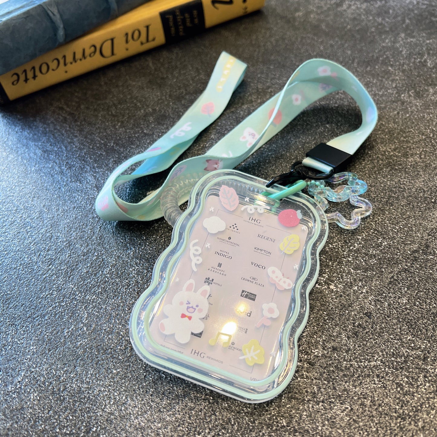 Mint Rabbit Cat ID Badge Holder with Lanyard