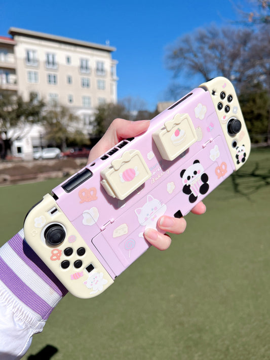 Cat panda cute Switch Oled case with game card storage boxes