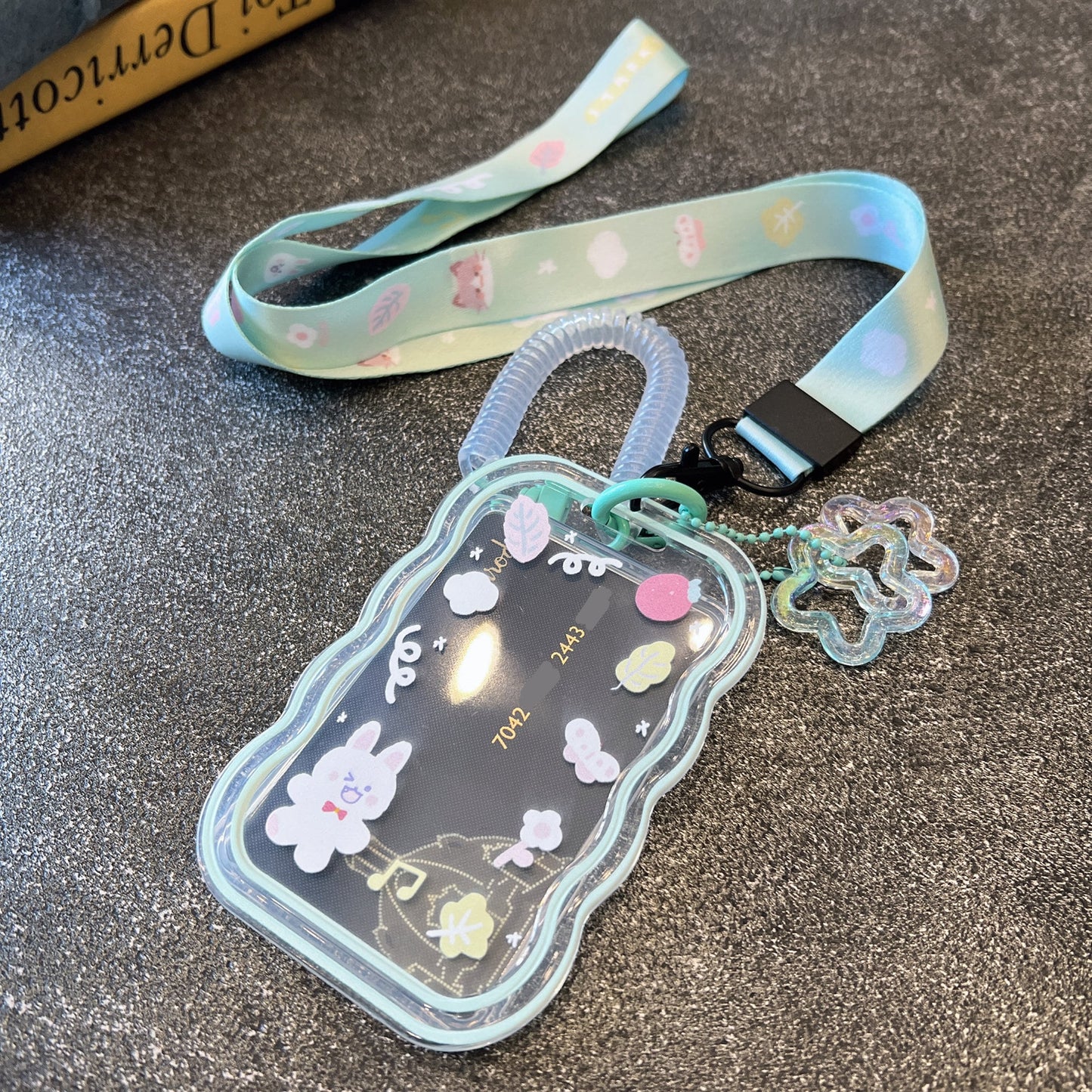 Mint Rabbit Cat ID Badge Holder with Lanyard