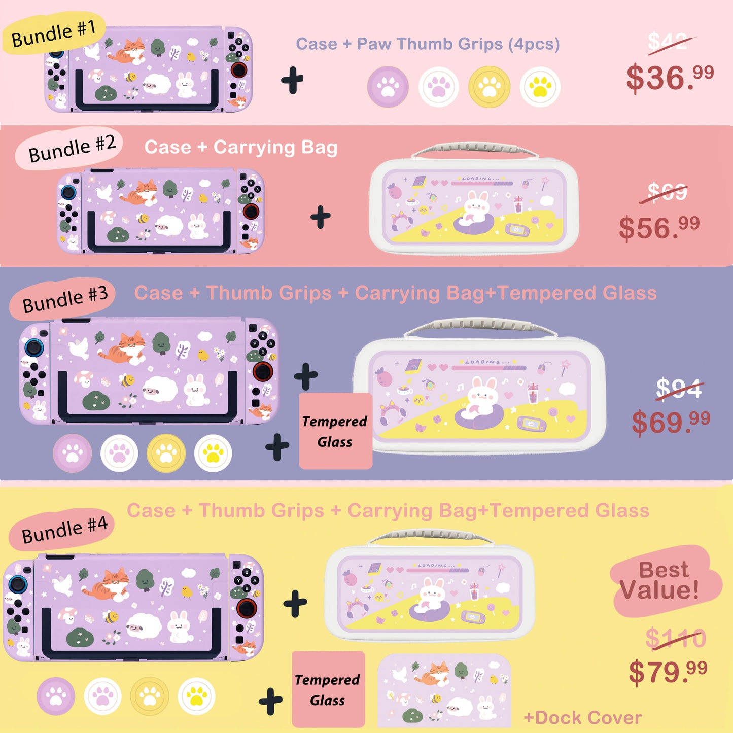 Whiskers & Blooms Case for Nintendo Switch 2, Switch, Switch Oled and Lite