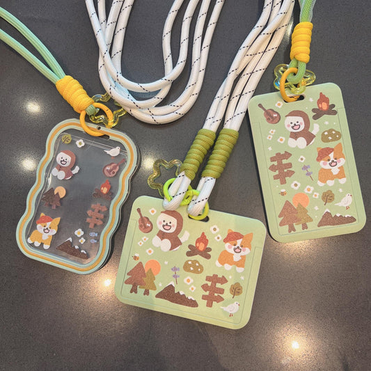 Camping Dogs ID Badge Holder with Lanyard
