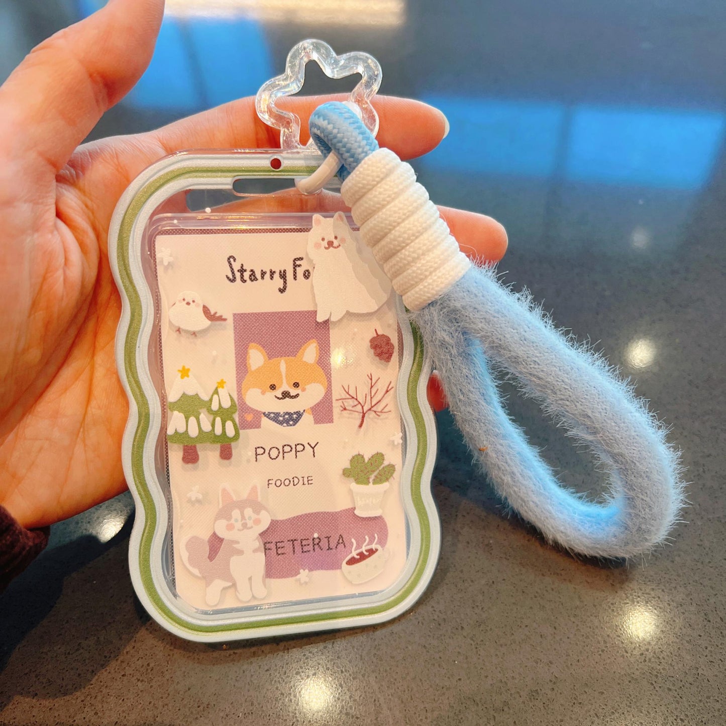 Winter Sled Dogs ID Badge Holder with Lanyard