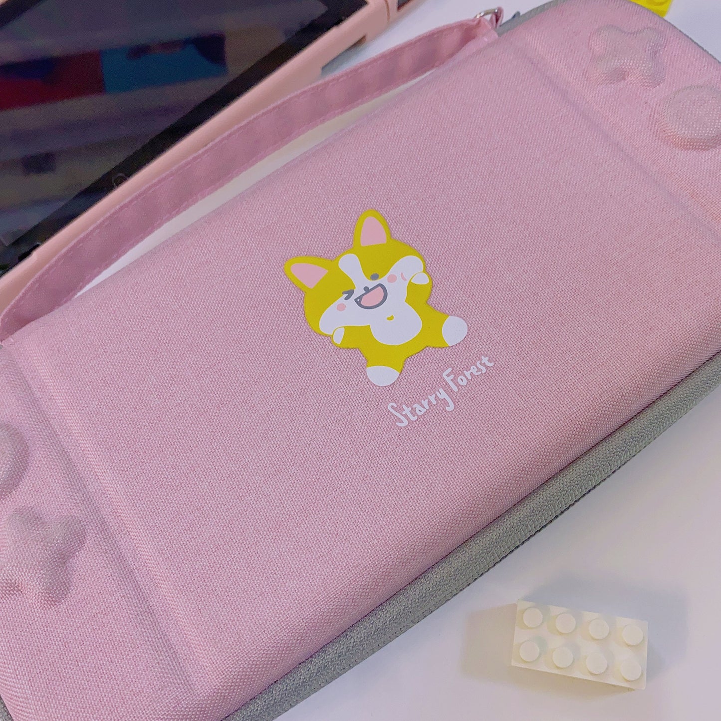 Pink Corgi Carrying Case for Nintendo Switch, Switch OLED and Lite