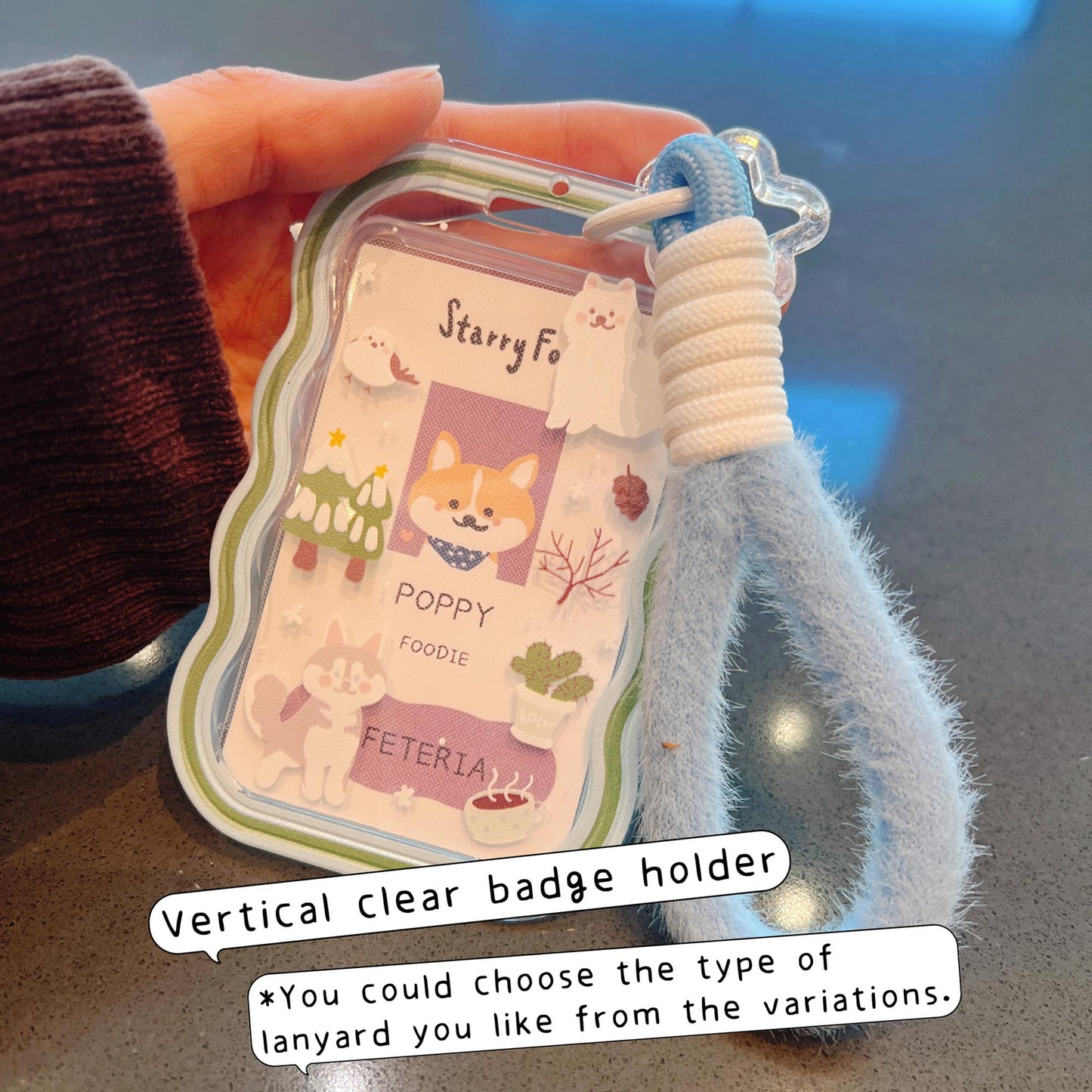 Winter Sled Dogs ID Badge Holder with Lanyard