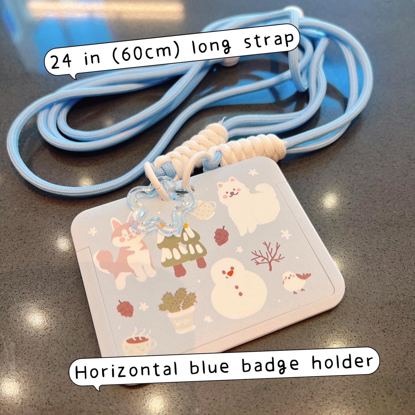 Winter Sled Dogs ID Badge Holder with Lanyard
