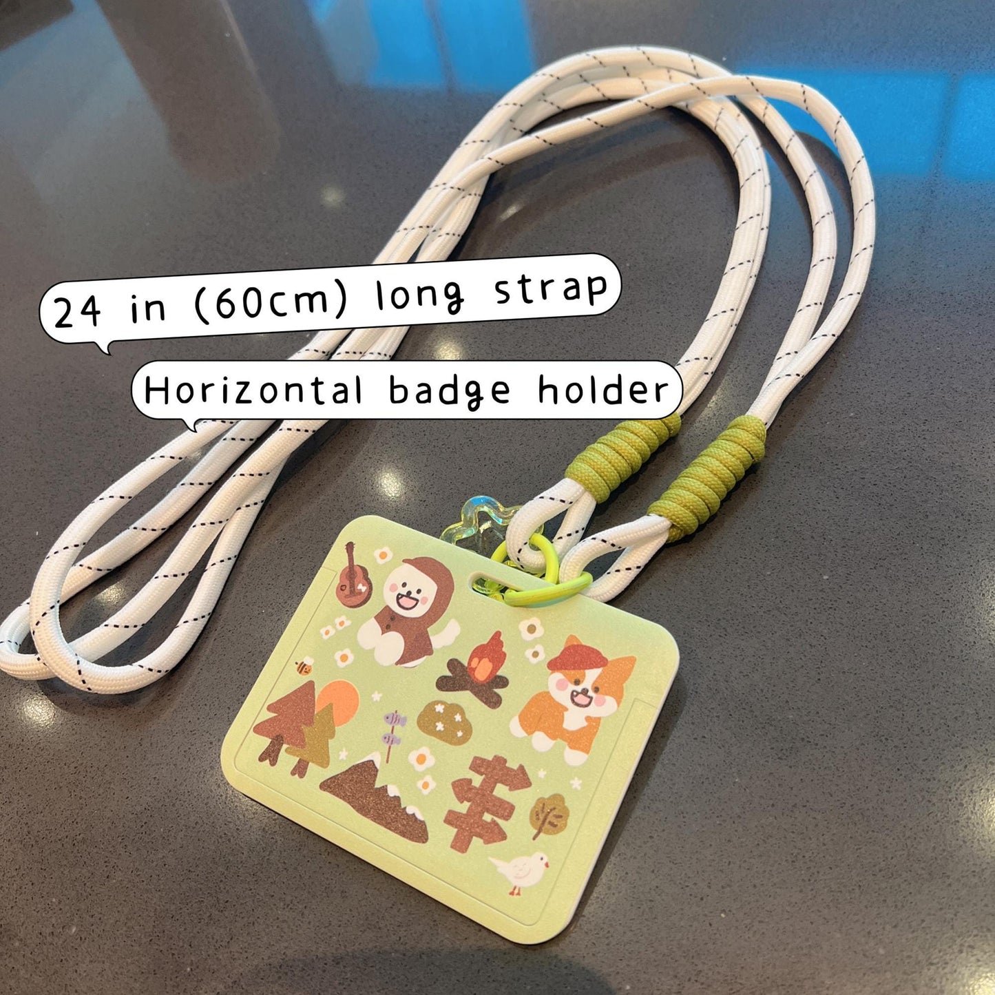 Camping Dogs ID Badge Holder with Lanyard